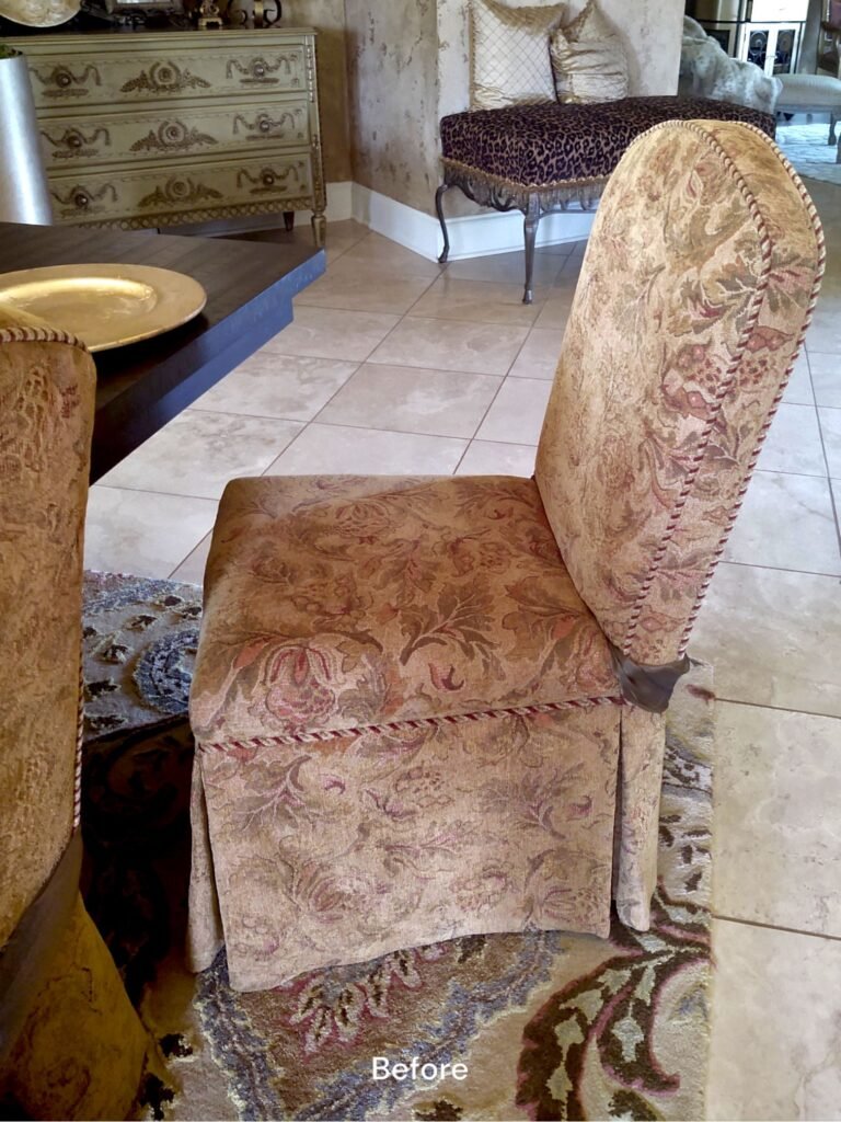 Dining Room Chairs with Skirts Prior to DIY Upholstery