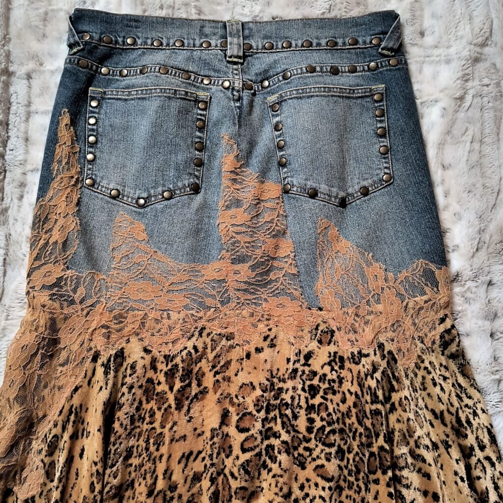 Clothes Upcycling this is a merger between jeans and a long skirt