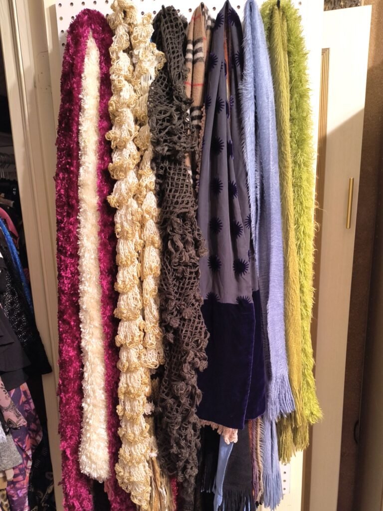 How to convert a spare bedroom into a closet, hanging scarves on the closet doors