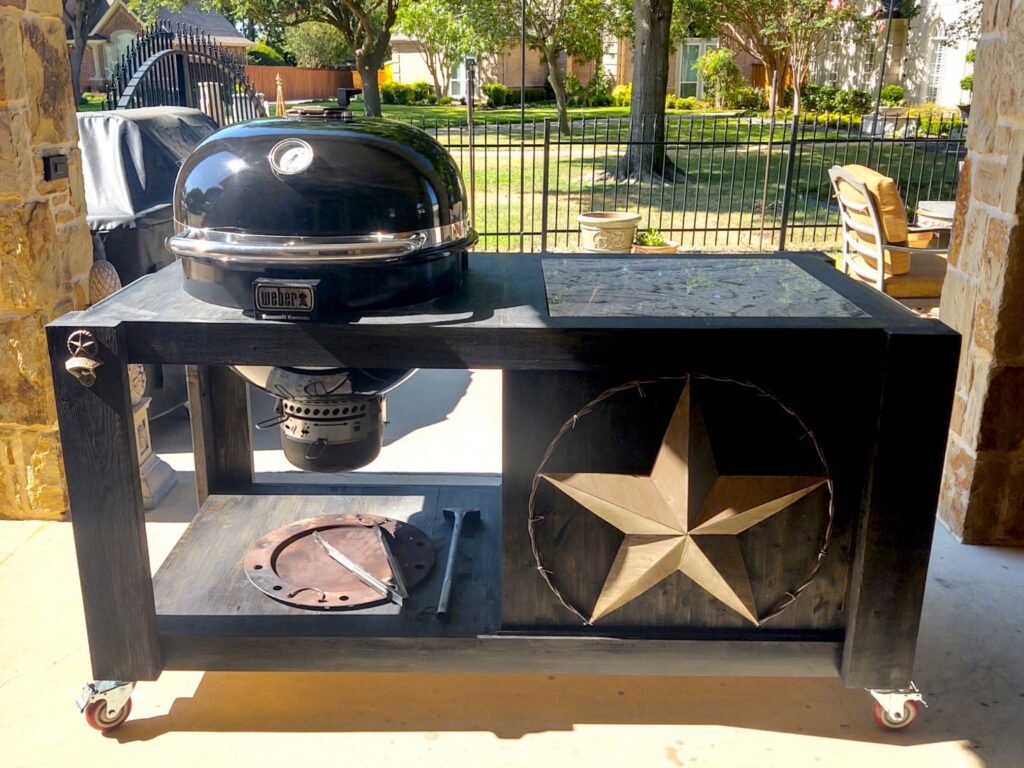 Custom grill cart table for 24" Weber Summit Kamado Grill