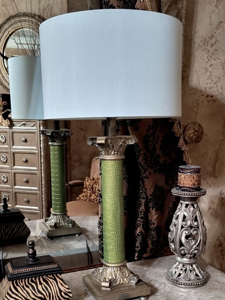 How to update a lamp with DIY faux painted crocodile leather