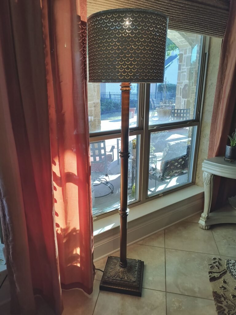 how to update a lamp showing new gold drum lampshade with gold floor lamp